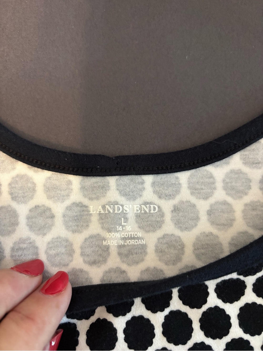 Lands' End Black and White Dot Scoop Neck Tank - Picture 3 of 5